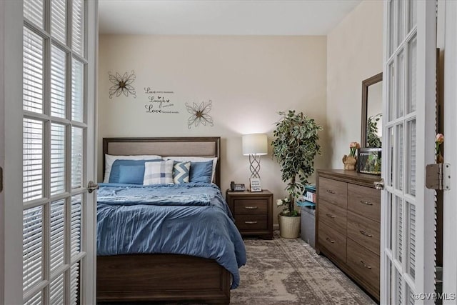 bedroom featuring french doors