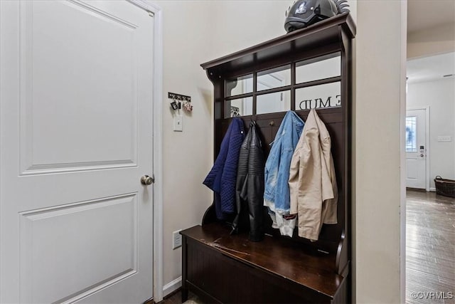 mudroom featuring hardwood / wood-style floors