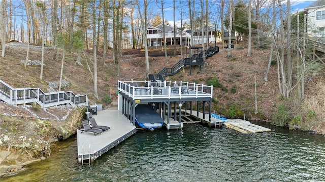 view of dock featuring a water view