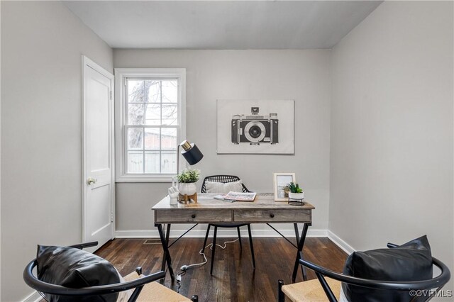 office area featuring dark hardwood / wood-style flooring