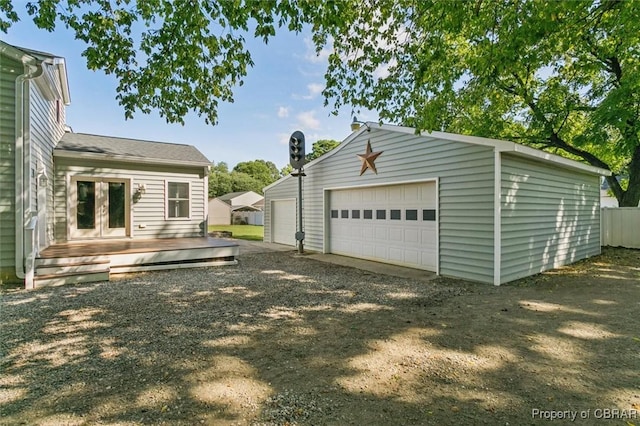 garage featuring french doors