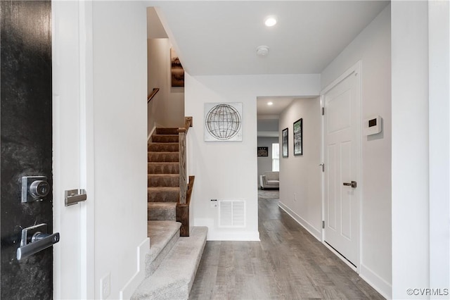 entrance foyer with wood-type flooring