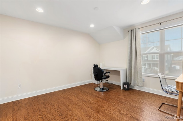 office area featuring hardwood / wood-style flooring