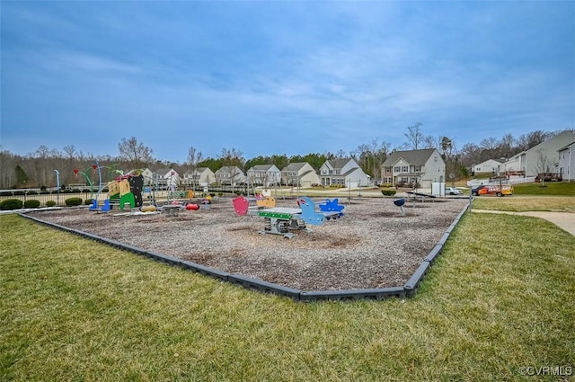 view of jungle gym with a yard