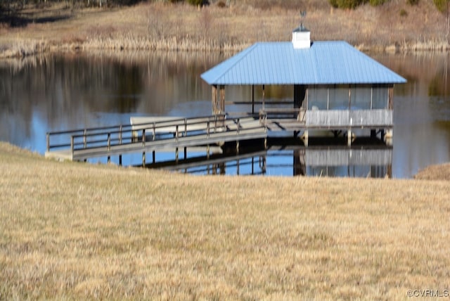 view of dock featuring a water view