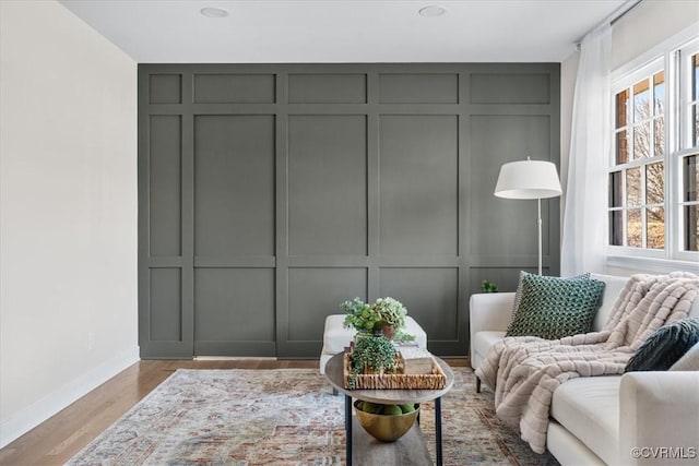 living area featuring light wood-type flooring