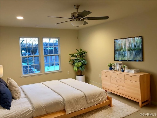 bedroom featuring ceiling fan