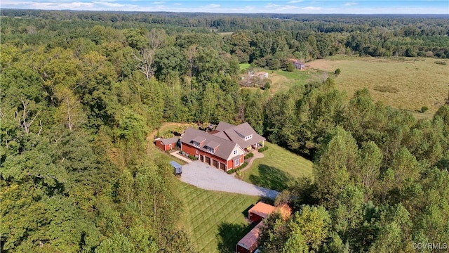 aerial view with a wooded view