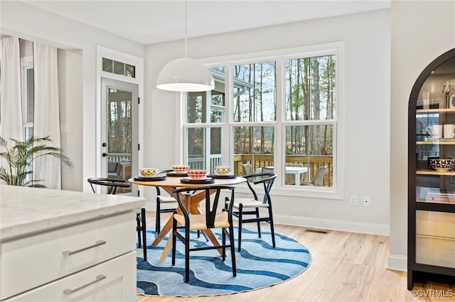 dining room with light hardwood / wood-style flooring