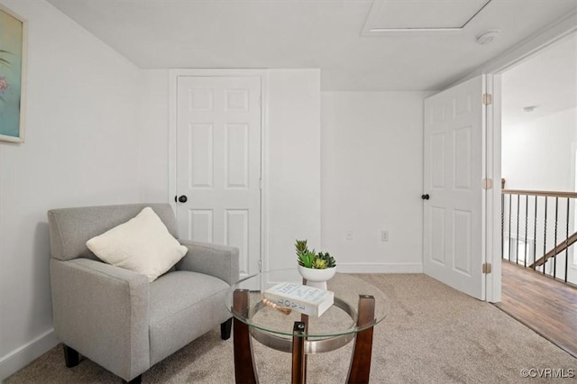 living area with carpet floors