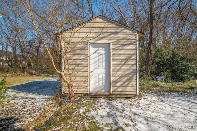 view of snow covered structure