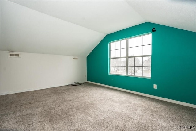 additional living space with carpet and lofted ceiling