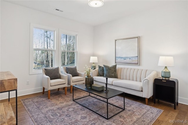 living room with hardwood / wood-style floors