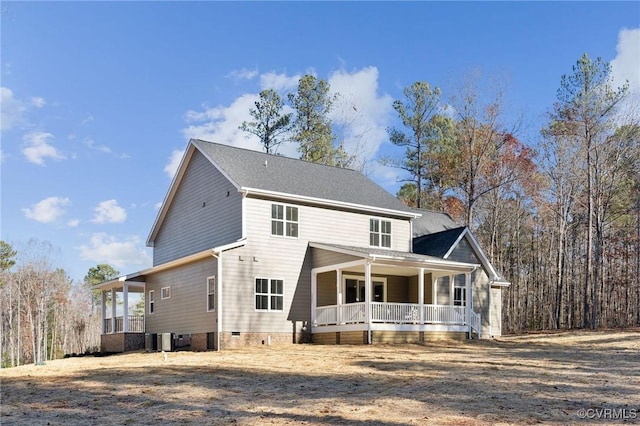 view of front of property featuring covered porch and central AC unit