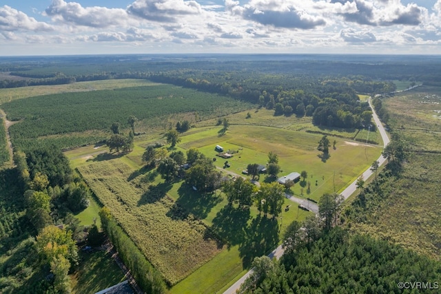 birds eye view of property with a rural view