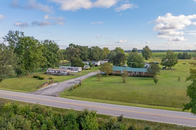 drone / aerial view with a rural view