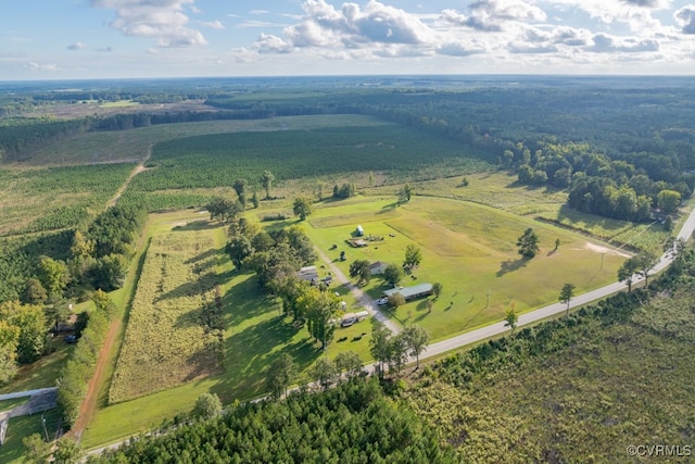 birds eye view of property featuring a rural view