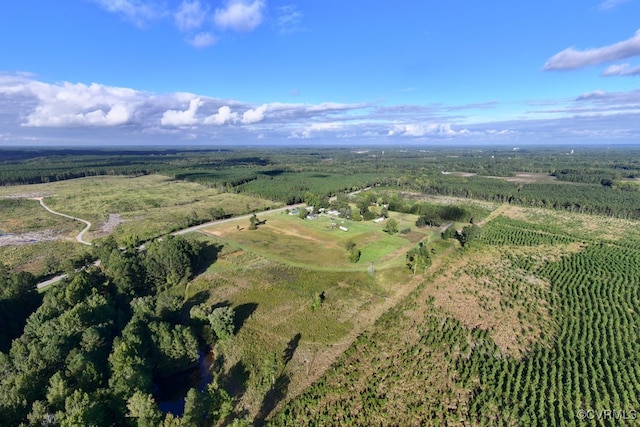 birds eye view of property featuring a rural view