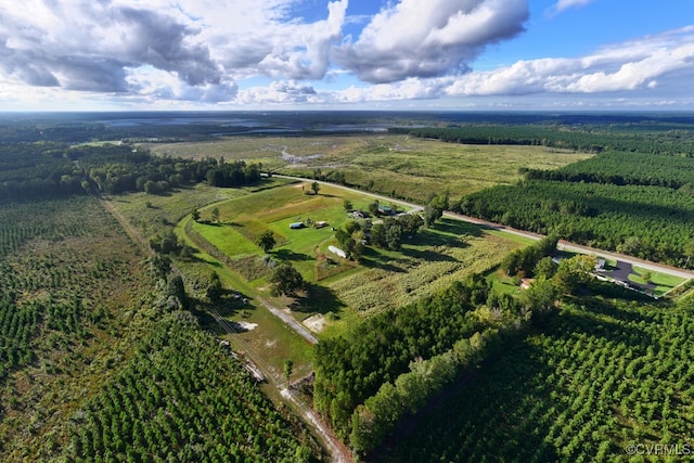 drone / aerial view with a rural view