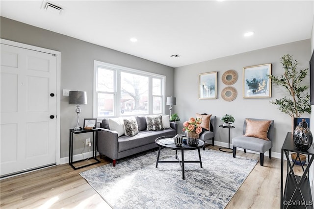 living room featuring light hardwood / wood-style flooring