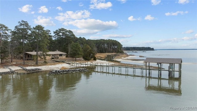 view of dock featuring a water view