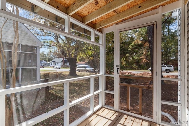 view of unfurnished sunroom