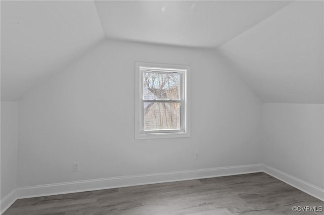 bonus room with lofted ceiling and hardwood / wood-style flooring