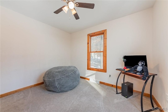 interior space featuring ceiling fan