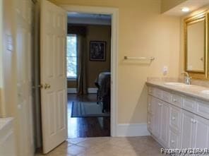 bathroom featuring vanity and tile patterned floors