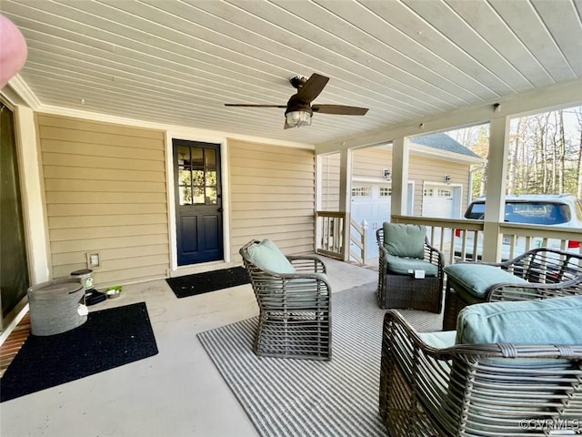 view of patio / terrace featuring an outdoor hangout area and ceiling fan