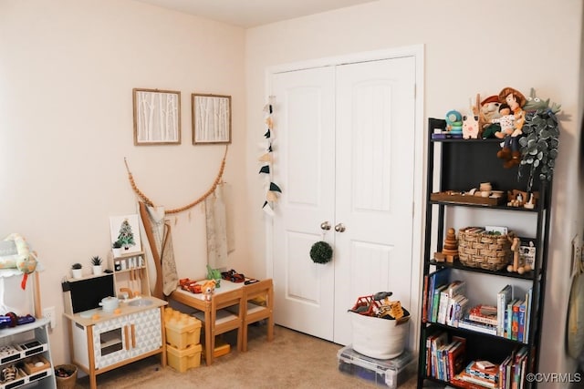 playroom with light carpet