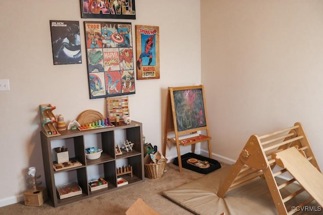 sitting room featuring carpet flooring