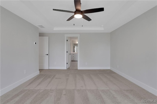 8900 Freebridge Rd, Chesterfield, VA 23832 - unfurnished bedroom with carpet, a raised ceiling, baseboards, ensuite bathroom, and ceiling fan