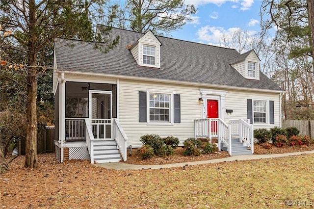 cape cod home with a sunroom