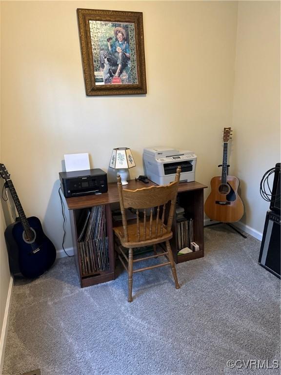 office area featuring carpet flooring