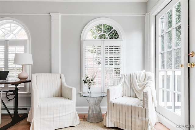 sitting room with baseboard heating