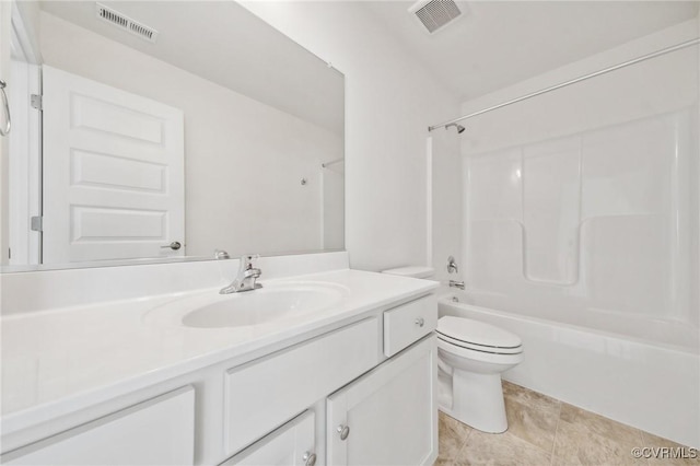 full bathroom with vanity, toilet, and tub / shower combination