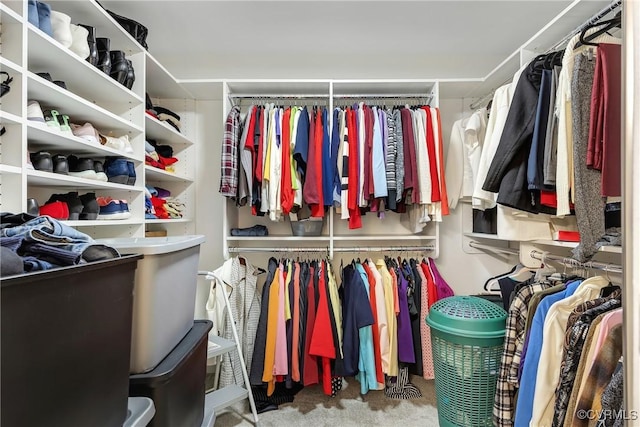 spacious closet with carpet flooring