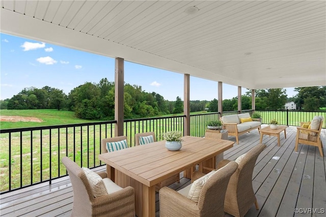 deck with an outdoor living space