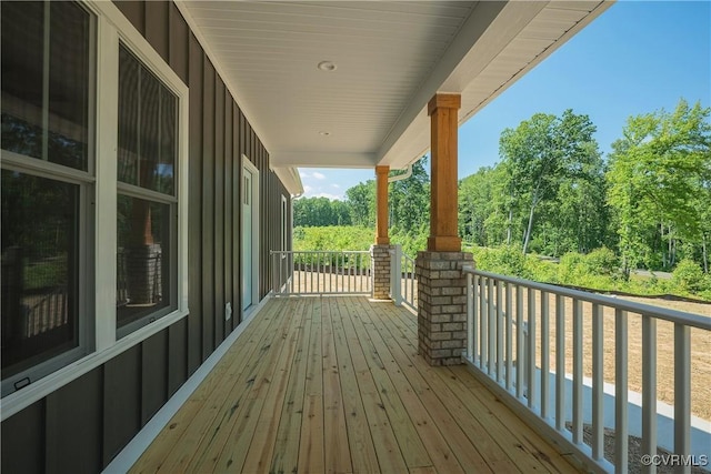 wooden terrace with covered porch