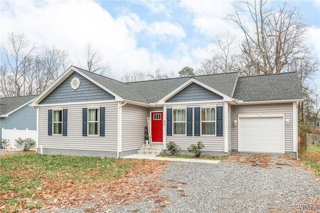 single story home with a garage