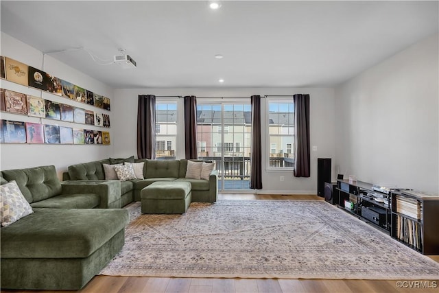 living room featuring light hardwood / wood-style floors