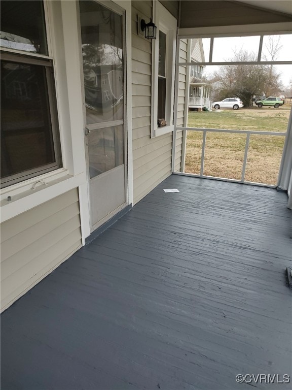 view of unfurnished sunroom