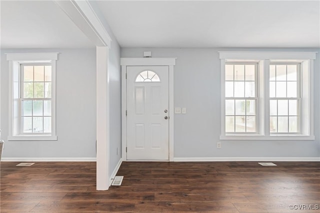 foyer entrance with dark hardwood / wood-style flooring