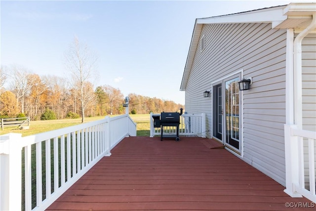 deck featuring a yard