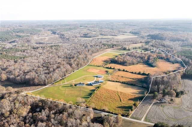 bird's eye view with a rural view