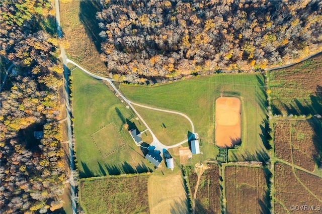 bird's eye view featuring a rural view