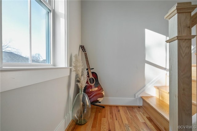 interior space with hardwood / wood-style flooring