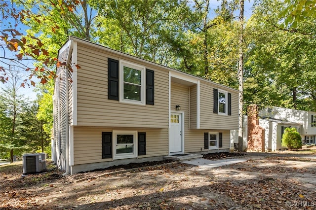 bi-level home featuring central air condition unit