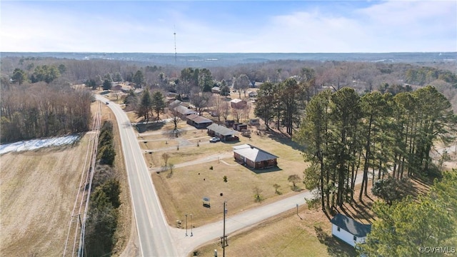 birds eye view of property featuring a rural view